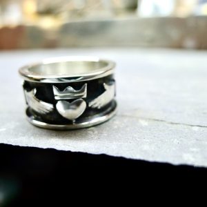 A beautiful and handsome modern Silver Irish Claddagh ring crafted in County Kerry.