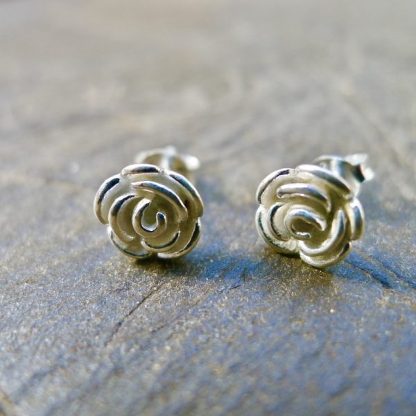Silver Rose Ear Studs-0 Silver Rose Ear Studs-0