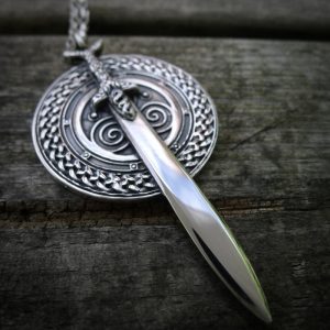 Sword and Shield Pendant and Chain-459 Sword and Shield Pendant and Chain-459