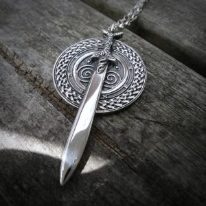 Sword and Shield Pendant and Chain-461 Sword and Shield Pendant and Chain-461