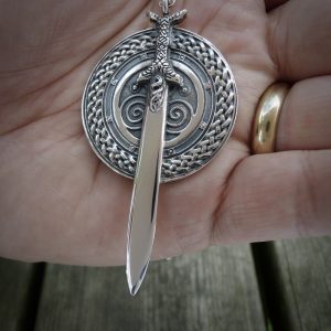 Sword and Shield Pendant and Chain-462 Sword and Shield Pendant and Chain-462