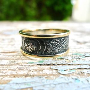 Celtic ring in gold and silver. Irish jewellery, designed and crafted locally . 10mm option