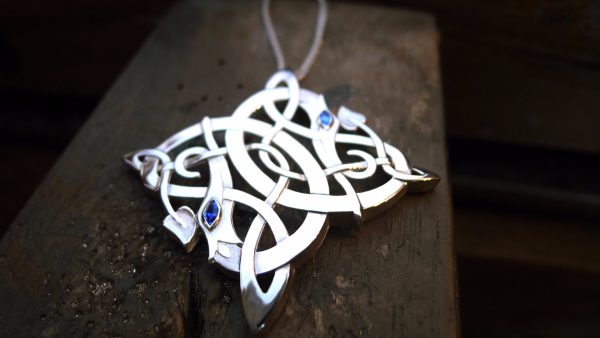 Handcrafted by myself in Ireland (photo shows the finished Irish jewellery on my jewellers bench) Entwined Dragon pendant Handcrafted by myself in Ireland (photo shows the finished Irish jewellery on my jewellers bench) Entwined Dragon pendant