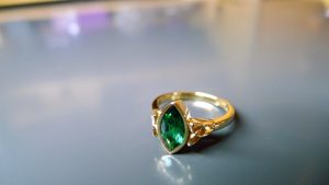 Gold Celtic Ring | Emerald Ring | Irish Jewellery Made in Ireland. This Emerald ring is a beautiful example of handcrafted Irish made jewellery