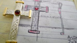 Celtic Cross with sketch - because of the handcrafting and fabrication, no two are the same