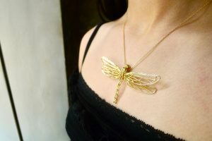 10K Yellow Gold Dragonfly Pendant-0