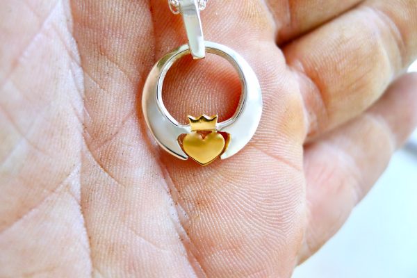 Irish Claddagh Necklace made in silver and pure gold Irish Claddagh Necklace made in silver and pure gold