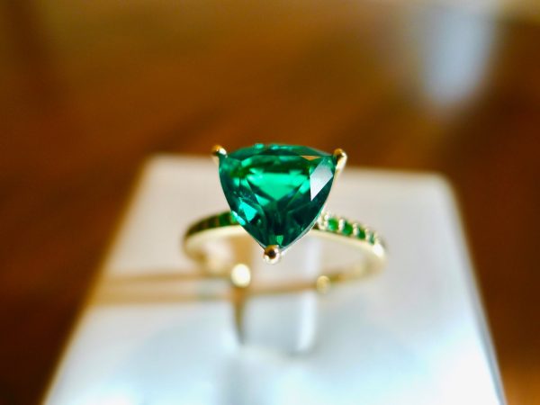 Emerald ring in natural daylight. Irish jewellery Emerald ring in natural daylight. Irish jewellery
