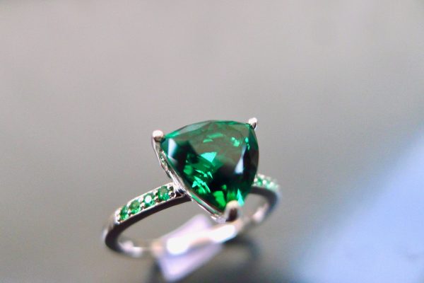 A gorgeous Emerald photographed in natural light and set in white gold. Irish jewellery A gorgeous Emerald photographed in natural light and set in white gold. Irish jewellery