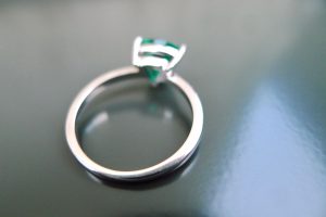 A close up of the back of this white gold emerald ring. Irish jewellery A close up of the back of this white gold emerald ring. Irish jewellery