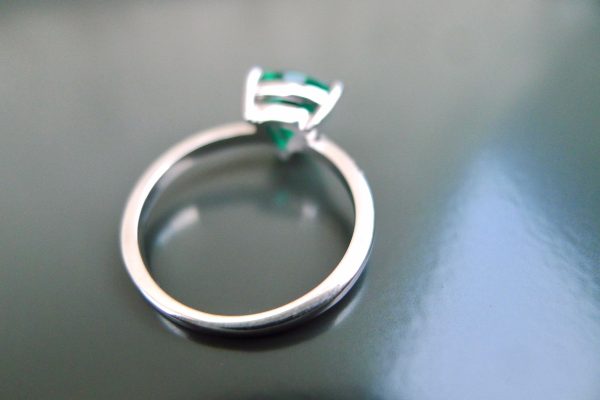 A close up of the back of this white gold emerald ring. Irish jewellery A close up of the back of this white gold emerald ring. Irish jewellery
