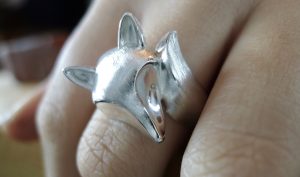 Close up of the brushed finish on this Silver Fox Ring