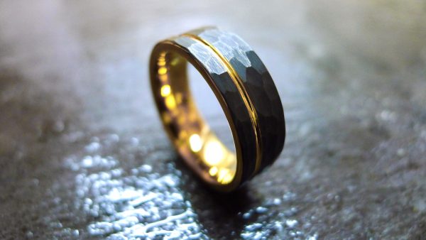 Tungsten with 18k Yellow Gold Groove-0