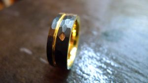 Tungsten with 18k Yellow Gold Groove-770