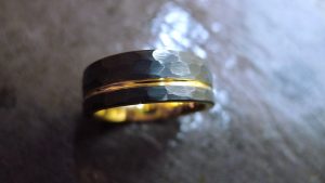 Tungsten with 18k Yellow Gold Groove-772 Tungsten with 18k Yellow Gold Groove-772