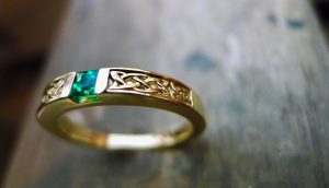 Celtic ring set with an Emerald . Irish jewellery Celtic ring set with an Emerald . Irish jewellery