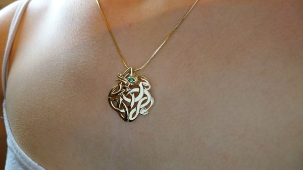 Handcrafted Emerald Dragon pendant. Irish jewellery Handcrafted Emerald Dragon pendant. Irish jewellery