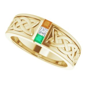 Handcrafted in precious metal. Men's Channel Set Celtic Knotwork Ring - a bold and stylish piece of Irish jewelry that combines the traditional with the modern.