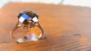 Handmade 10k White Gold Ring with Smokey Quartz -938