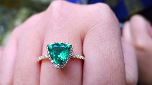 Triple A Emerald set with 40 diamonds Irish jewellery