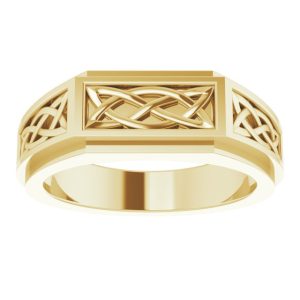 The 10k yellow gold construction of this ring ensures that it will last for years to come, resisting the effects of time and wear with ease. Whether you're looking to add a touch of elegance to your wardrobe or want to celebrate your Celtic heritage in st